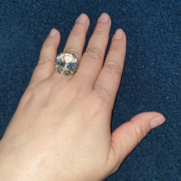 Vintage Alpo Kustaa Tammi Sterling Silver White Quartz Finnish Statement Ring - Picture 4 of 13